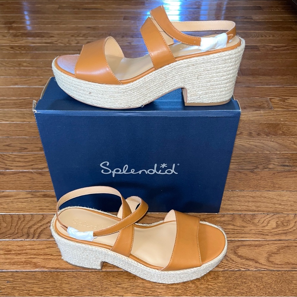 Splendid Bowie Espadrilles Platform Sandals Pecan Brown Leather Women’s Size 10